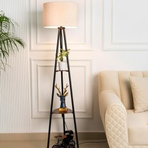 divine trends 3 shelves floor lamp brass antique finish