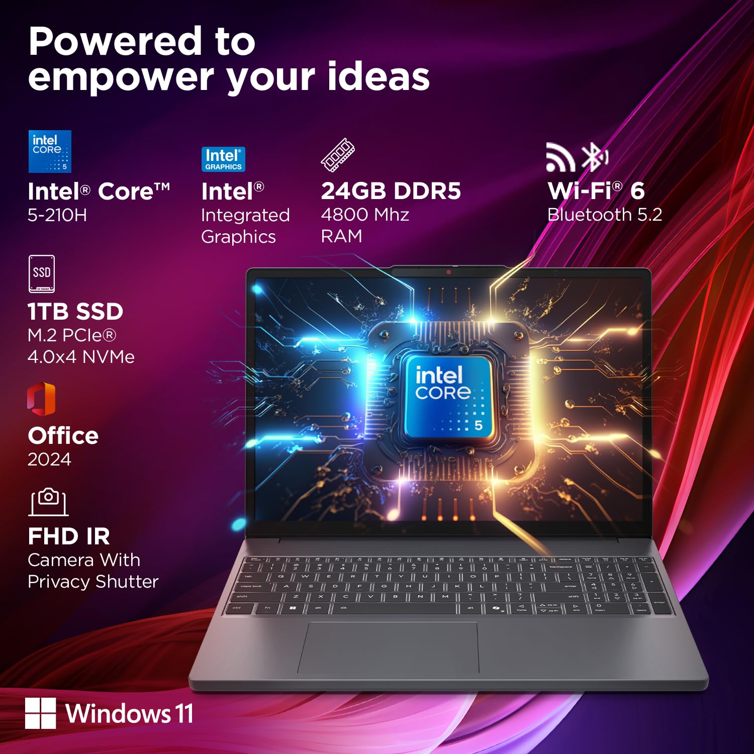 lenovo ideapad slim 3 14th gen intel core 5 210h 15.3 inch (38.8cm) wuxga ips laptop (24gb ram/1tb ssd/windows 11 lenovo ideapad slim 3 14th gen intel core 5 210h 15.3 inch (38.8cm) wuxga ips laptop (24gb ram/1tb ssd/windows 11